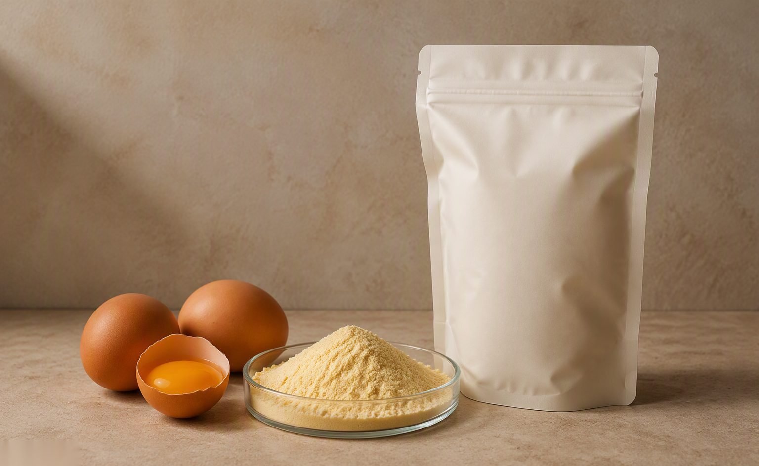 Illustrative image of an egg processing line in a food ingredient facility