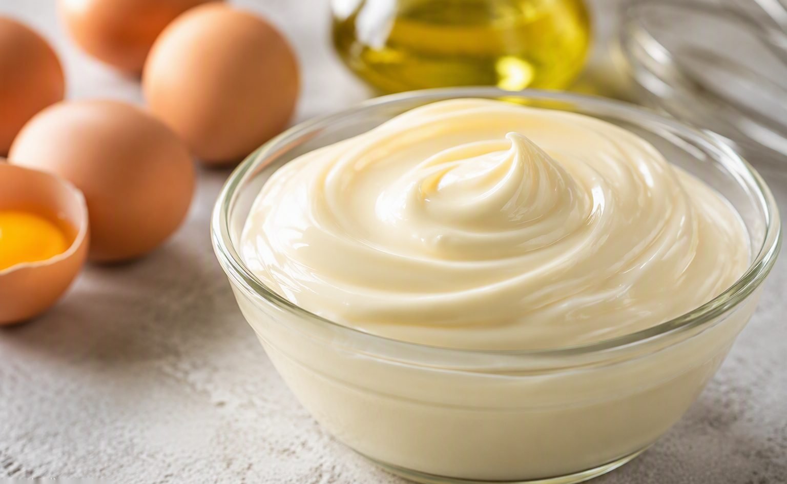 Illustrative image — Thick pale mayonnaise emulsion inside a stainless steel industrial mixing vessel with agitator