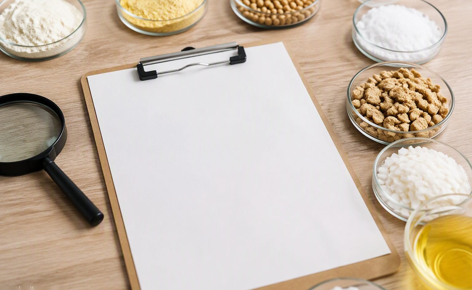 Illustrative image — Two professionals reviewing supplier documents and product samples at a meeting table in a modern office